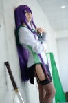 boots busujima_saeko cosplay garter_belt highschool_of_the_dead katana miniskirt purple_hair sailor_uniform school_uniform skirt soul sword thighhighs rating:Safe score:4 user:nil!