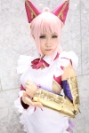 aldra animal_ears apron armor cat_ears cosplay croptop detached_sleeves pink_eyes pink_hair queen's_blade_rebellion tsutsumi_tsuya rating:Safe score:0 user:pixymisa