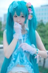 aqua_hair cosplay crinoline flowers gloves hat hatsune_miku kii_anzu lingerie necklace twintails vocaloid rating:Safe score:0 user:pixymisa