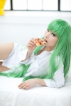 cc code_geass cosplay dress_shirt green_hair kanda_midori pantyhose pizza rating:Safe score:8 user:xkaras