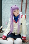 clannad cosplay fujibayashi_kyou ponko_unko purple_hair school_uniform thighhighs rating:Safe score:0 user:Log