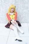 blonde_hair charlotte_(anime) cosplay nishimori_yusa pleated_skirt sailor_uniform school_uniform side_ponytail skirt thighhighs white_legwear yuzuki_aya_(ii) zettai_ryouiki rating:Safe score:0 user:nil!