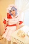 blue_hair cosplay dress hat remilia_scarlet shizuku touhou touhou_muge_youji wings rating:Safe score:1 user:nil!