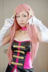 bodysuit choker corset cosplay elbow_gloves gloves hirano_kurita isora_hibari mawaru_penguindrum pink_hair rating:Safe score:1 user:nil!