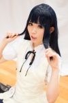 apron blouse blue_hair cosplay kurasaka_kururu ribbon_tie skirt thighhighs working!! yamada_aoi rating:Safe score:0 user:pixymisa