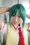 blouse cosplay green_hair higurashi_no_naku_koro_ni ibara school_uniform sonozaki_mion tie vest rating:Safe score:0 user:nil!
