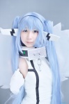 amane blue_hair collar cosplay dress elbow_gloves gloves hairband nymph sora_no_otoshimono twintails wings rating:Safe score:0 user:nil!