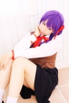 blouse cosplay fate/series fate/stay_night hair_ribbons matou_sakura purple_hair sachi_budou school_uniform skirt socks vest rating:Safe score:0 user:nil!