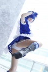 apron blue_hair boots cosplay dress eyepatch gloves ikkitousen kneesocks maid maid_uniform panties pantyhose ryomou_shimei sheer_legwear yuu rating:Safe score:2 user:nil!