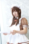 apron bowtie cosplay hairband maid maid_uniform narihara_riku original petticoat serving_tray rating:Safe score:0 user:pixymisa