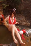 barefoot cleavage cosplay fan gauntlets hairbow kimono king_of_fighters kunoichi saku shiranui_mai wet rating:Safe score:4 user:nil!