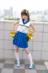 cheerleader cosplay hairband hair_ribbons ibara kneehighs miniskirt pleated_skirt pom_poms skirt suzumiya_haruhi suzumiya_haruhi_no_yuuutsu tank_top rating:Safe score:0 user:nil!