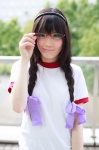 akemi_homura cosplay glasses hairband hairbows popuri puella_magi_madoka_magica tshirt twin_braids rating:Safe score:1 user:pixymisa