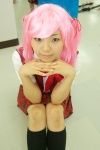 asumi cosplay hair_ribbons mahou_sensei_negima! makie_sasaki miniskirt pink_hair pleated_skirt school_uniform skirt twintails vest rating:Safe score:0 user:nil!