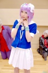 cosplay hair_pods mii_(popotan) miniskirt pleated_skirt popotan purple_hair sailor_uniform school_uniform skirt zero_inch rating:Safe score:0 user:nil!