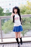 cosplay kneesocks k-on! nakano_azusa nepachi pleated_skirt school_uniform skirt tshirt twintails rating:Safe score:1 user:pixymisa
