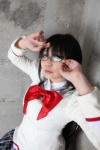 akemi_homura blouse chocoball chokotto_pansuto cosplay glasses pleated_skirt puella_magi_madoka_magica school_uniform skirt twin_braids rating:Safe score:0 user:nil!