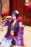 akilive!! boots cosplay itsuki_akira kimono love_live!_school_idol_project pleated_skirt purple_hair skirt thighhighs toujou_nozomi twintails white_legwear zettai_ryouiki rating:Safe score:0 user:nil!