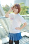 arata cosplay hair_clips hirasawa_yui k-on! pantyhose pleated_skirt skirt tshirt rating:Safe score:0 user:nil!