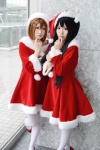 cosplay hair_clips hayashida_azu hirasawa_yui k-on! nakano_azusa nana_(iv) pantyhose santa_costume stocking_cap twintails white_legwear rating:Safe score:0 user:pixymisa