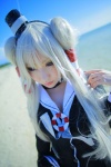 amatsukaze_(kantai_collection) beach cosplay hat kantai_collection ocean sailor_dress saku senku silver_hair twintails rating:Safe score:0 user:nil!