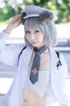 amane animal_ears blouse camisole cat_ears cosplay hat military_uniform open_clothes sanya_v_litvyak silver_hair strike_witches rating:Safe score:0 user:nil!