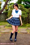 blouse costume kneesocks morinaga_maaya pleated_skirt school_uniform skirt skirt_lift rating:Safe score:1 user:nil!