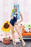 blue_hair choker cosplay flower gijinka_marine hat pantyhose plushie ragnarok_online sheer_legwear swimsuit wristband yae_maiko rating:Safe score:1 user:pixymisa