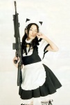 animal_ears apron cat_ears costume dress gun maid maid_uniform rifle tanaka_rei thighhighs zettai_ryouiki rating:Safe score:0 user:nil!