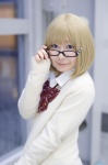 blonde_hair blouse cardigan cosplay glasses school_uniform tagme_character tagme_series you_(ii) rating:Safe score:1 user:nil!
