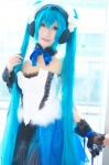 aqua_hair choker corset cosplay hatsune_miku headset miniskirt skirt tatsuki_(ii) twintails vocaloid rating:Safe score:0 user:nil!