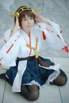 black_legwear cosplay detached_sleeves hairband hiei_(kantai_collection) hikaru kantai_collection kimono miko pleated_skirt skirt thighhighs rating:Safe score:0 user:nil!