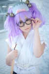 bells broom cosplay glasses hairband haori hyakka_ryouran_samurai_girls kiichigo_taruto naoe_kanetsugu_(samurai_girls) purple_hair red_eyes swim_trunk twintails rating:Safe score:0 user:pixymisa