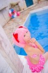 bikini_top cleavage cosplay hair_ribbons kaname_madoka mashiro_yuki miniskirt pink_hair pool puella_magi_madoka_magica skirt swimsuit twintails wet rating:Safe score:0 user:nil!