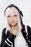 backpack cosplay hoodie nanami_chiaki pink_eyes ribbon_tie super_dangan-ronpa_2 takanashi_maui white_hair rating:Safe score:0 user:pixymisa