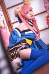 animal_ears blue_legwear cosplay fate/grand_order kimono manyu_fei_(cosplayer) pink_hair tail tamamo_no_mae thighhighs twintails rating:Questionable score:1 user:DarkSSA