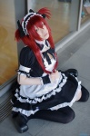 airi apron cosplay dress hairband maid maid_uniform nanashi queen's_blade red_hair thighhighs twintails rating:Safe score:3 user:nil!