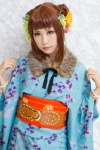 bracelet cosplay flower fruit haori hazel_eyes maiko_(ii) obi original red_hair twin_buns rating:Safe score:1 user:pixymisa