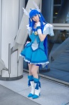 aoki_reika blue_hair boots cosplay cure_beauty detached_sleeves dress hairband makise_anji pretty_cure shorts smile_precure! rating:Safe score:1 user:nil!