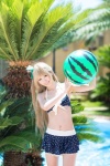 beach_ball bikini blonde_hair cosplay kurasaka_kururu love_live!_school_idol_project minami_kotori pool side_ponytail spica swimsuit rating:Safe score:0 user:nil!