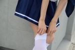 cosplay kneesocks love_plus pleated_skirt sailor_uniform scarf school_uniform shino_kei skirt skirt_lift takane_manaka rating:Safe score:0 user:pixymisa