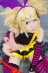blonde_hair boots cosplay detached_sleeves halter_top head_wings kagamine_rin pitchfork pretty_panties_akuma_rin_(vocaloid) shorts striped tail tatsuno_souta thighhighs twintails vocaloid rating:Safe score:1 user:nil!
