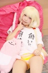 blonde_hair cosplay futaba_anzu idolmaster shio_(ii) shorts stuffed_animal tshirt twintails rating:Safe score:0 user:nil!
