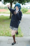 backpack blouse blue_hair cardigan cosplay crosscrossplay crossplay hori-san_to_miyamura-kun kneesocks koka pleated_skirt school_uniform skirt tanihara_makio rating:Safe score:1 user:nil!