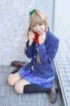 blazer blouse cosplay kneesocks kosakura_shimon love_live!_school_idol_project minami_kotori pantyhose pleated_skirt school_uniform sheer_legwear side_ponytail skirt rating:Safe score:0 user:nil!