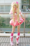 blonde_hair boots choker cosplay cure_peach dress fresh_precure! himemiya_mahore kneehighs momozono_love pretty_cure twintails wand rating:Safe score:4 user:nil!