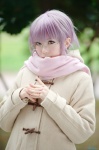 coat cosplay glasses hayase_ami nagato_yuki purple_hair scarf school_uniform suzumiya_haruhi_no_yuuutsu rating:Safe score:4 user:nil!