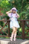 boots capelet cosplay dress enako hat patchouli_knowledge purple_hair touhou rating:Safe score:2 user:nil!