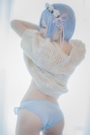 ass blue_hair cosplay dress dress_lift fleia fleia_oni_ga_katteru? hairband rem_(re:zero) re:zero sweater_dress rating:Safe score:1 user:nil!