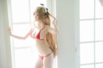 amagi_brilliant_park atsuki bikini blonde_hair cleavage cosplay hairbow sento_isuzu swimsuit rating:Safe score:0 user:nil!